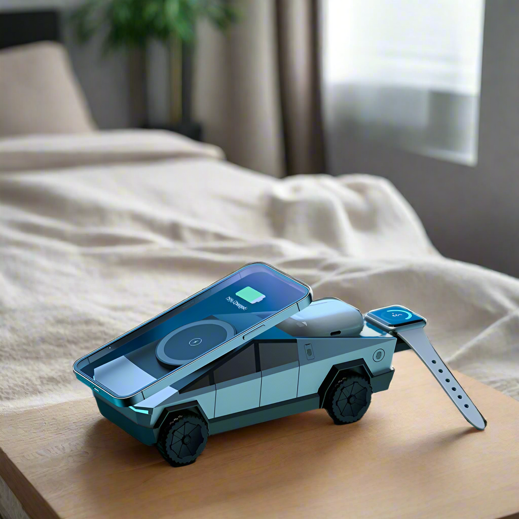 Cybertruck Multifunctional 3-in-1 Wireless Charger for IPhone (15W),Iwatch (5W), Airpods (2.5W)