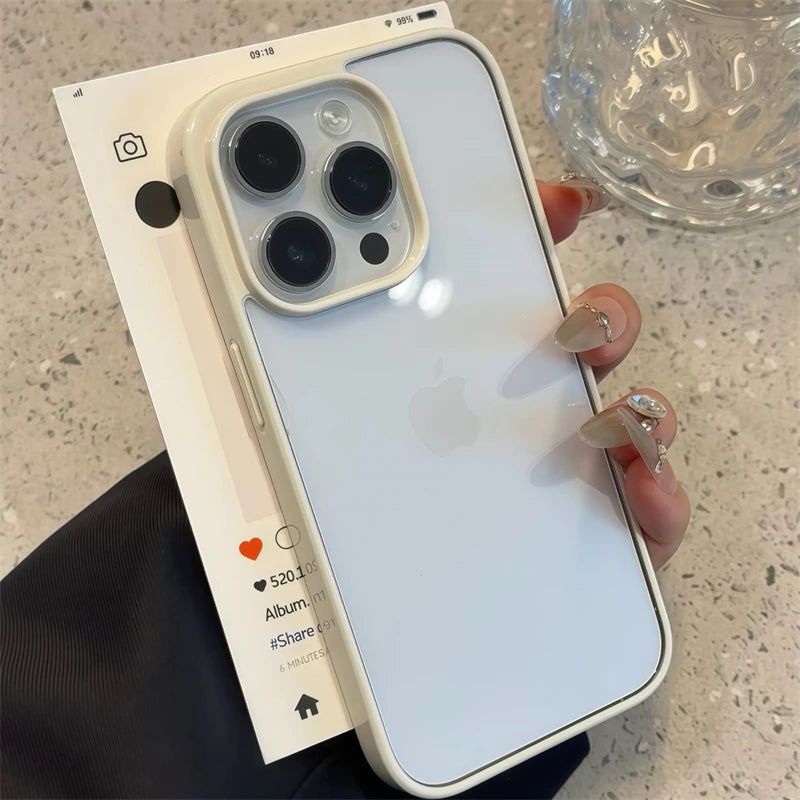 Luxury Clear Candy Color Case for iPhone 11–16 Pro Max | Shockproof Bumper Protective Cover