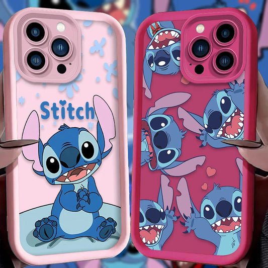 Cute Disney Stitch Cartoon Phone Case – Shockproof Soft Silicone Back Cover for iPhone
