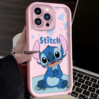 Cute Disney Stitch Cartoon Phone Case – Shockproof Soft Silicone Back Cover for iPhone