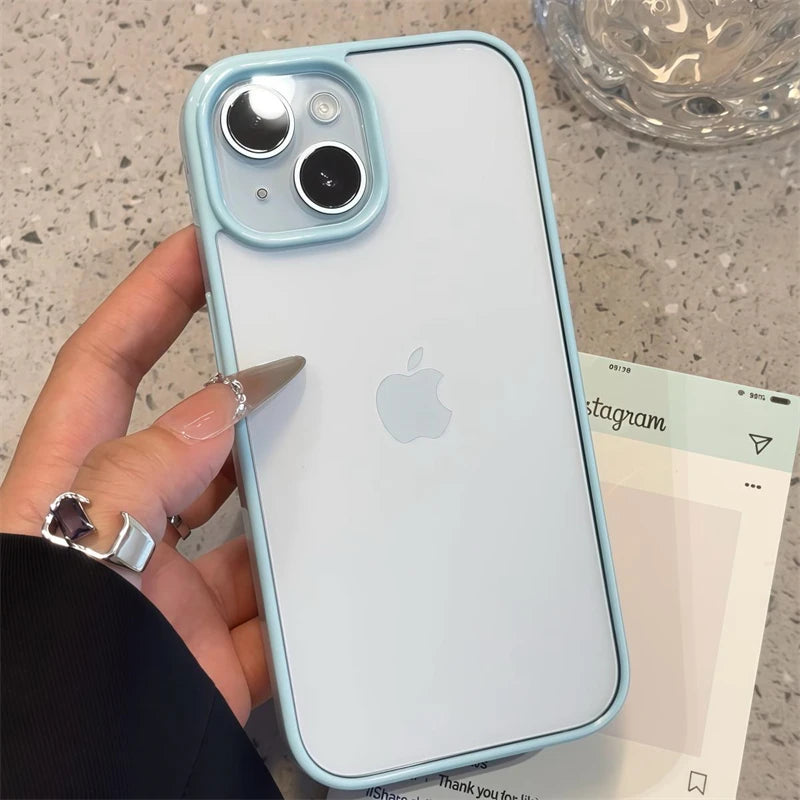 Luxury Clear Candy Color Case for iPhone 11–16 Pro Max | Shockproof Bumper Protective Cover