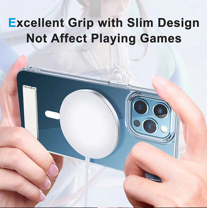Clear Magnetic iPhone Case with Kickstand – MagSafe Compatible, Wireless Charging