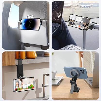 Magnetic Cell Phone Holder  Airplane Travel Essentials Phone Holder  Desktop Cell Phone Holder Tray Table Universal Phone Holder