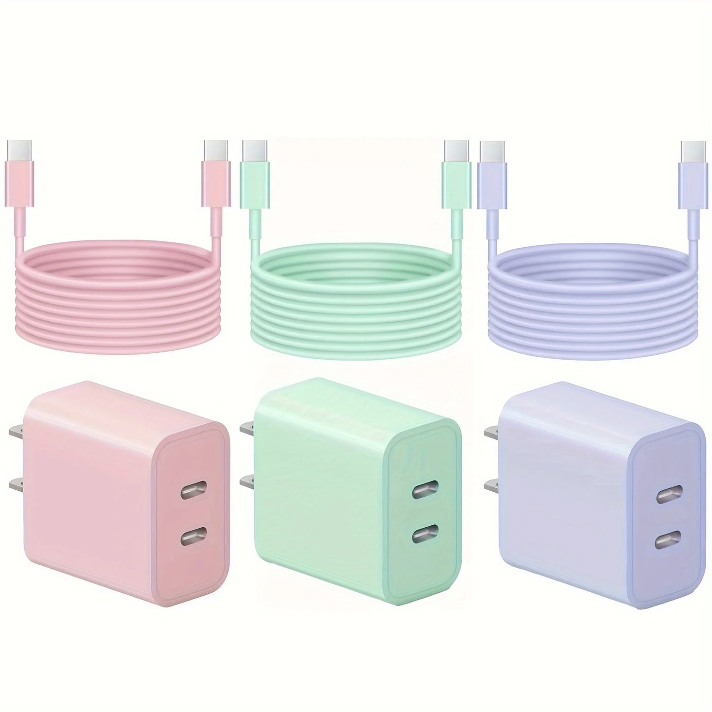 20W Dual Port USB-C Fast Charger with 6.6FT Type-C Cable – Compatible with iPhone, iPad & Samsung