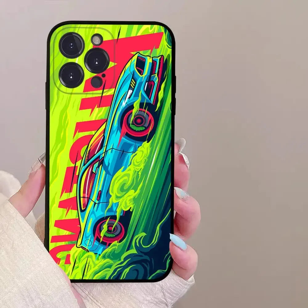 Drift Sports Car Phone Case for iPhone 16 15  X  XS 14 Pro Max