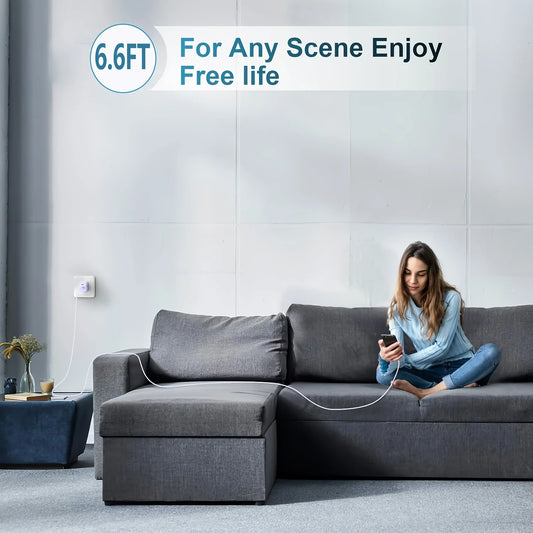 20W Dual Port USB-C Fast Charger with 6.6FT Type-C Cable – Compatible with iPhone, iPad & Samsung