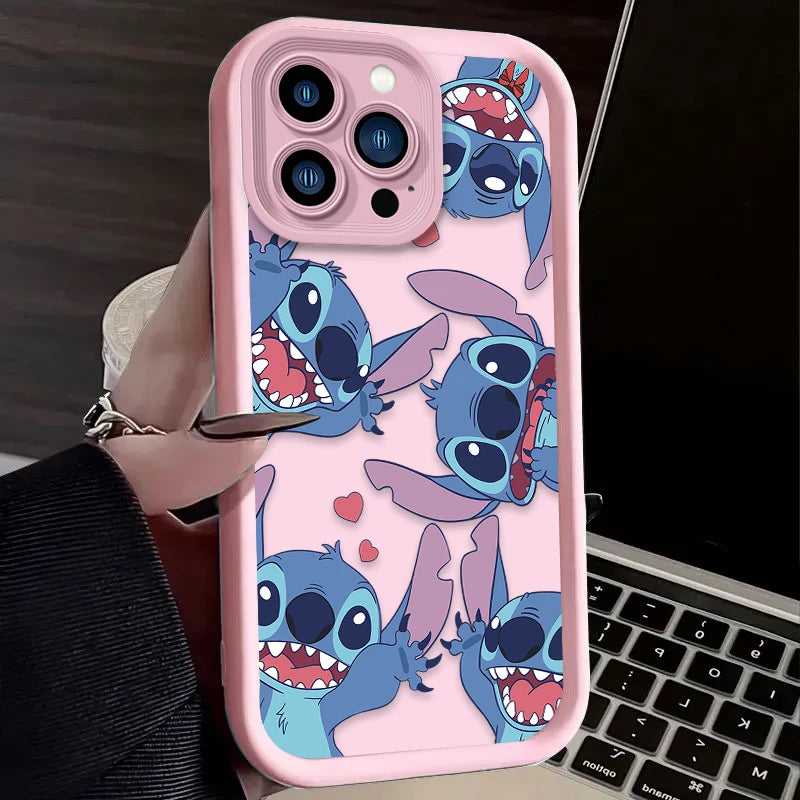 Cute Disney Stitch Cartoon Phone Case – Shockproof Soft Silicone Back Cover for iPhone