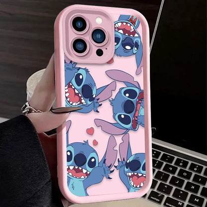 Cute Disney Stitch Cartoon Phone Case – Shockproof Soft Silicone Back Cover for iPhone