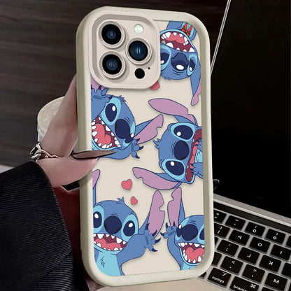 Cute Disney Stitch Cartoon Phone Case – Shockproof Soft Silicone Back Cover for iPhone