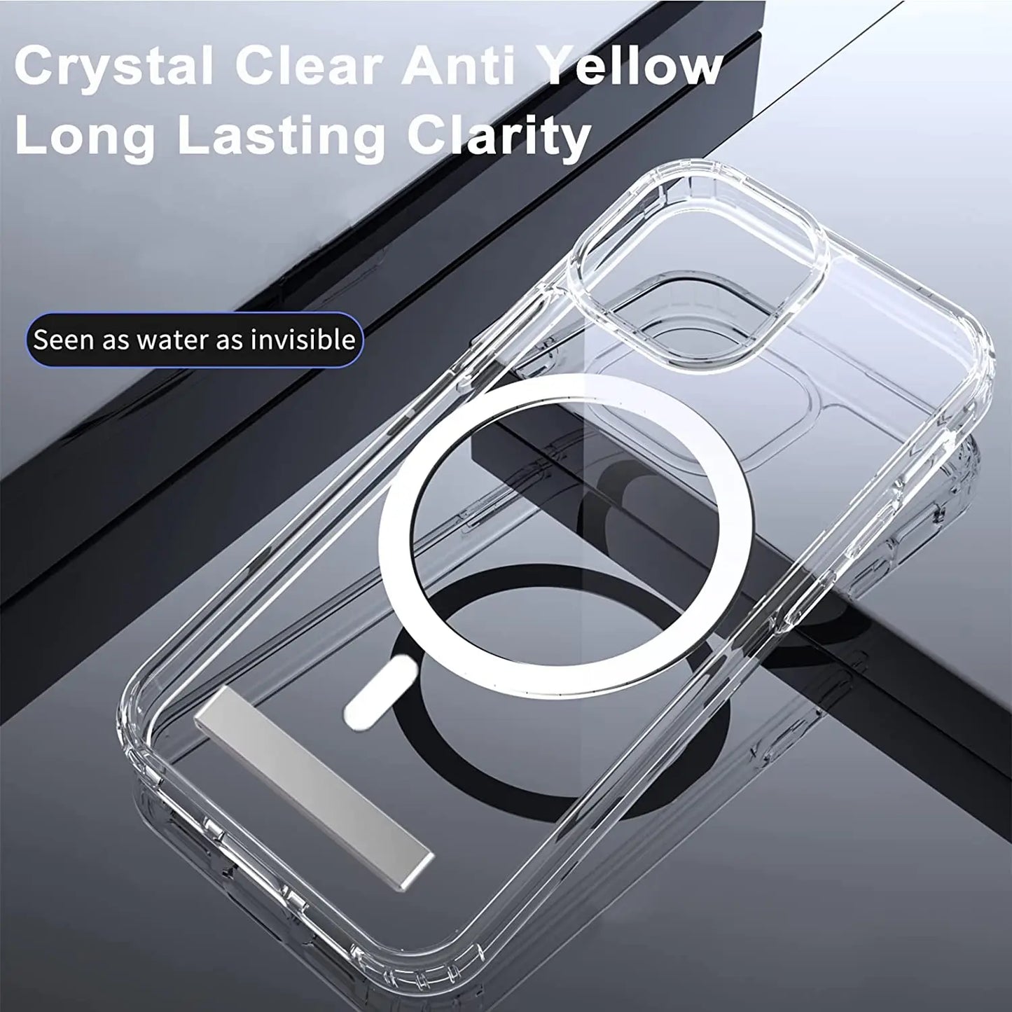 Clear Magnetic iPhone Case with Kickstand – MagSafe Compatible, Wireless Charging