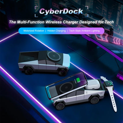 Cybertruck Multifunctional 3-in-1 Wireless Charger for IPhone (15W),Iwatch (5W), Airpods (2.5W)