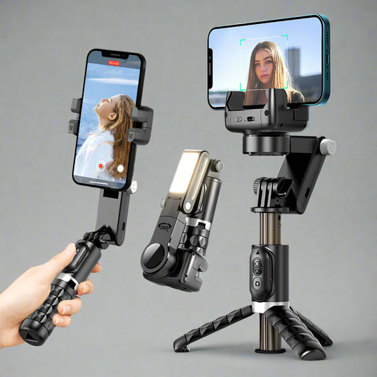Q18 3-in-1 Gimbal Stabilizer Selfie Stick Tripod with Fill Light for iPhone & Smartphones