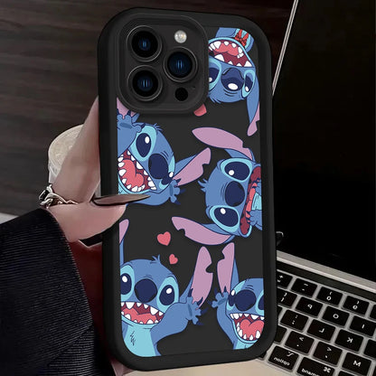 Cute Disney Stitch Cartoon Phone Case – Shockproof Soft Silicone Back Cover for iPhone