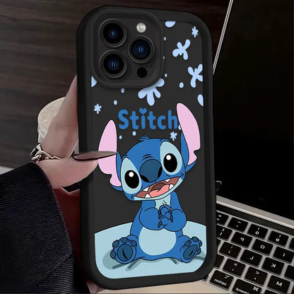Cute Disney Stitch Cartoon Phone Case – Shockproof Soft Silicone Back Cover for iPhone