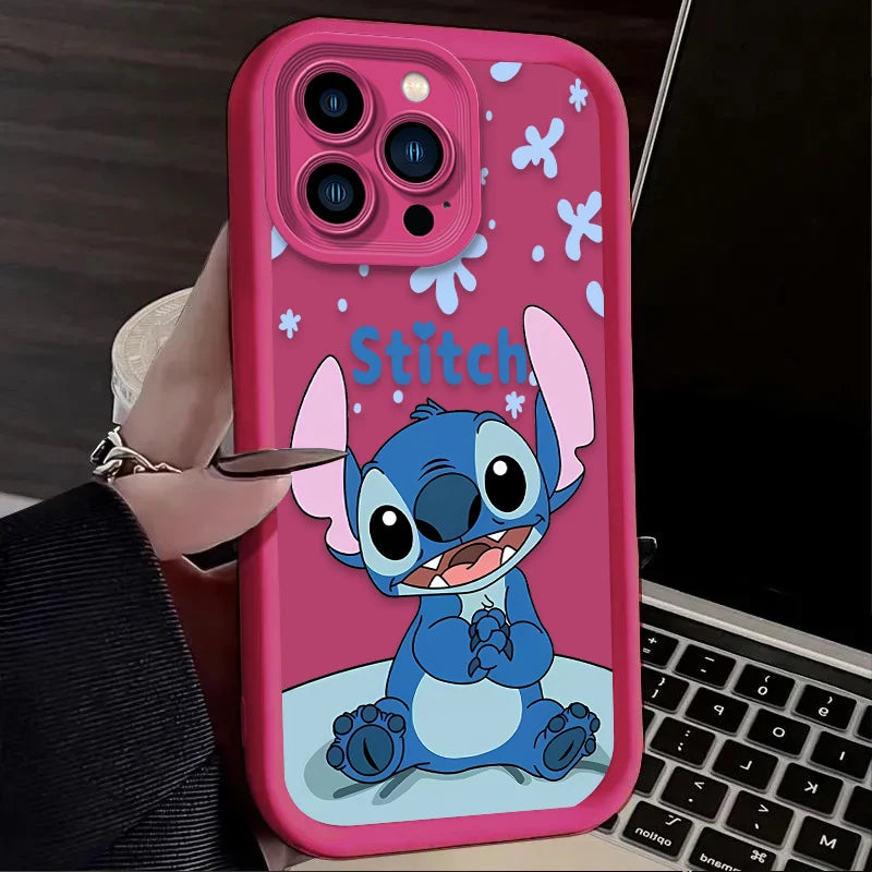 Cute Disney Stitch Cartoon Phone Case – Shockproof Soft Silicone Back Cover for iPhone