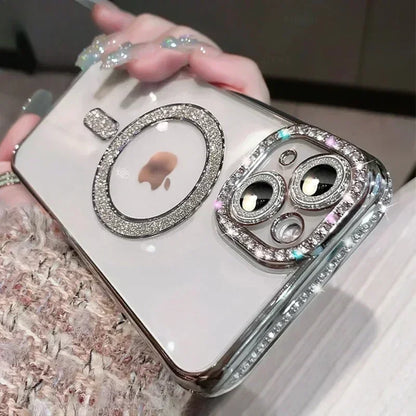 Glitter Diamond Transparent iPhone Case – MagSafe & Wireless Charging Compatible