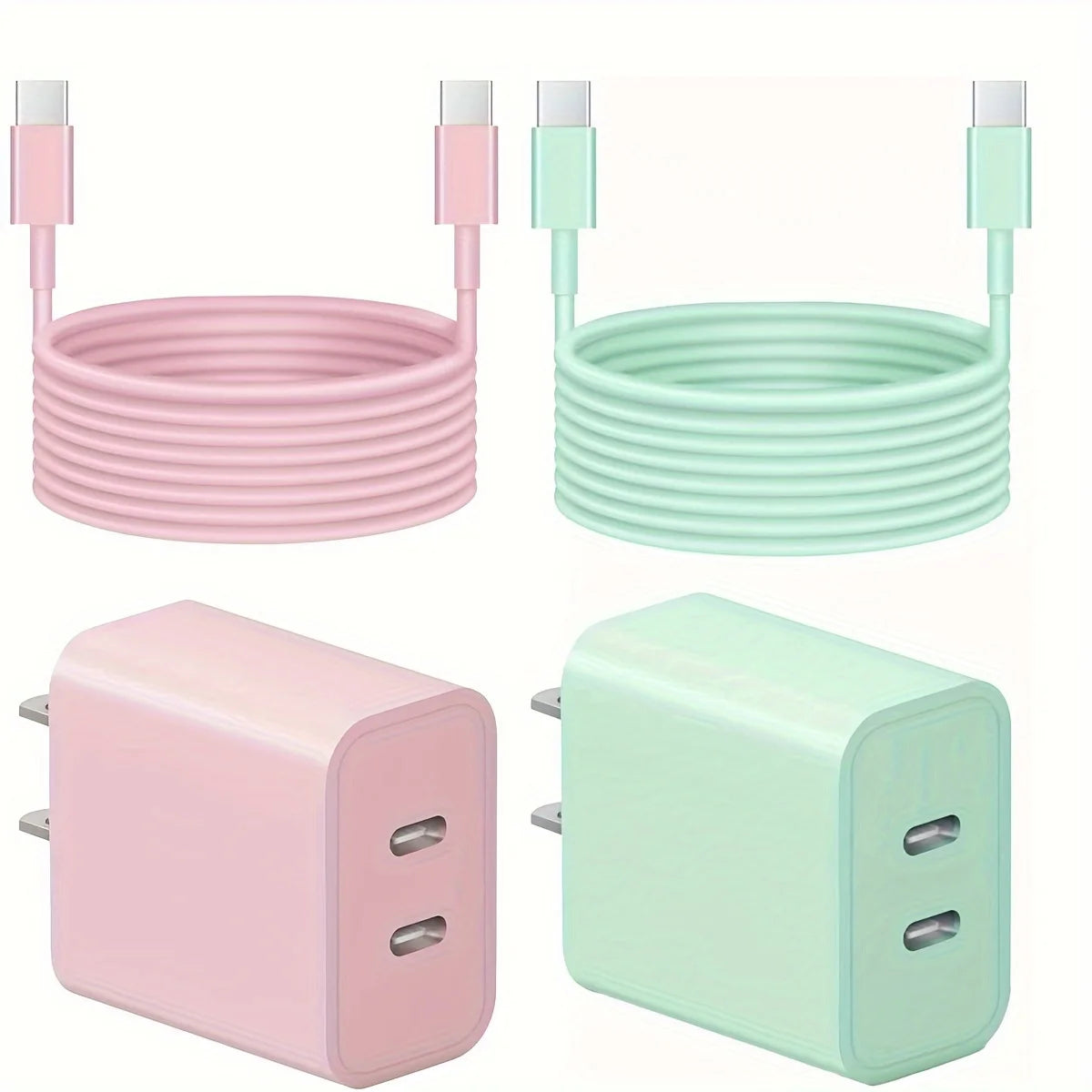 20W Dual Port USB-C Fast Charger with 6.6FT Type-C Cable – Compatible with iPhone, iPad & Samsung