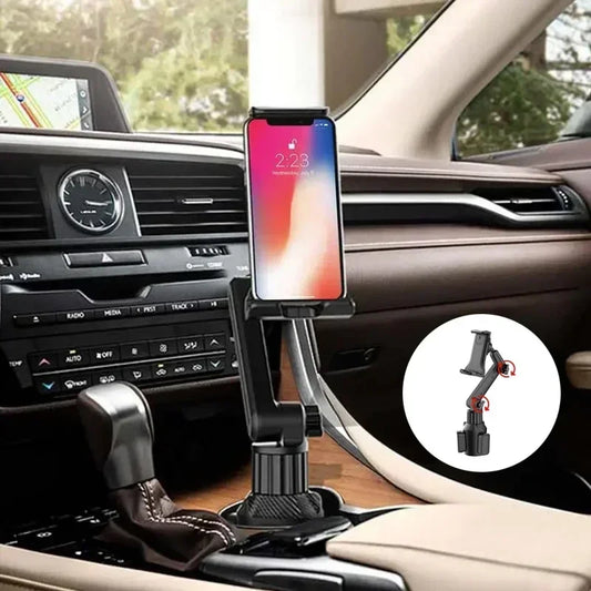 360° Adjustable Car Cup Holder Mount for Tablets & Smartphones | Secure Triangular Base, 270° Tilt