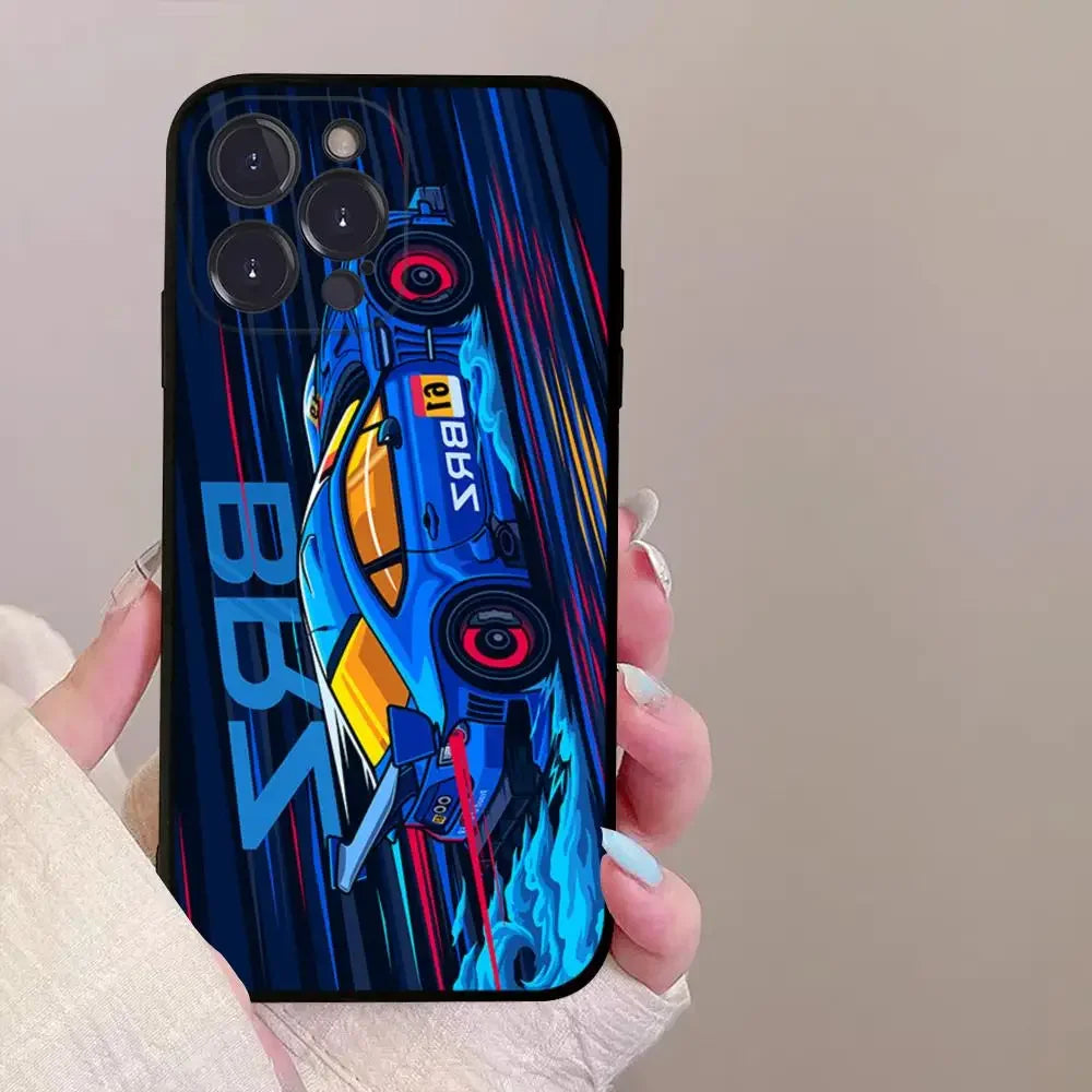 Drift Sports Car Phone Case for iPhone 16 15  X  XS 14 Pro Max