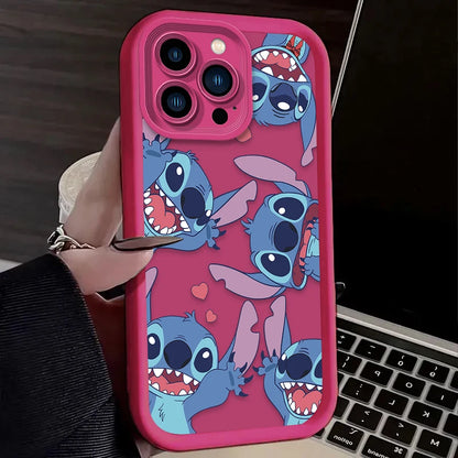 Cute Disney Stitch Cartoon Phone Case – Shockproof Soft Silicone Back Cover for iPhone