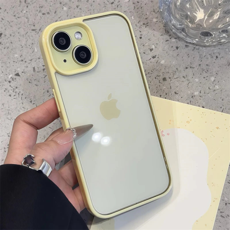 Luxury Clear Candy Color Case for iPhone 11–16 Pro Max | Shockproof Bumper Protective Cover