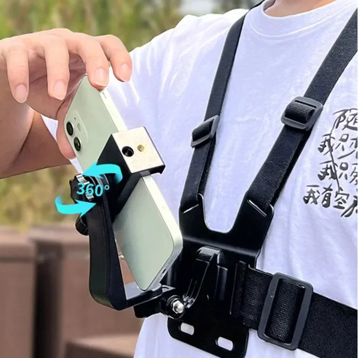 5-in-1 Mobile Phone Chest Mount Holder for POV Recording & Live Broadcast