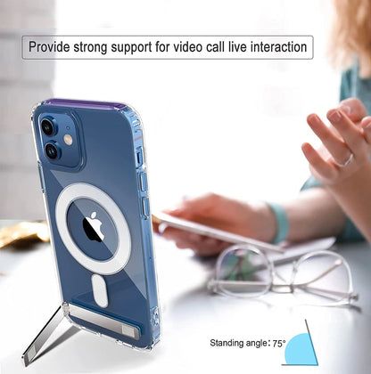 Clear Magnetic iPhone Case with Kickstand – MagSafe Compatible, Wireless Charging